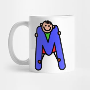 Letter M for Boys alphabet Kids Colorful Cartoon Character Mug